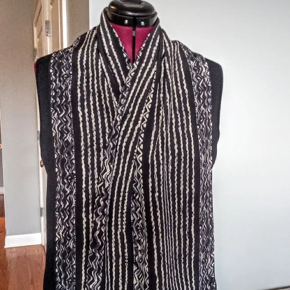 Vintage Casca Silk Print Oblong Scarf